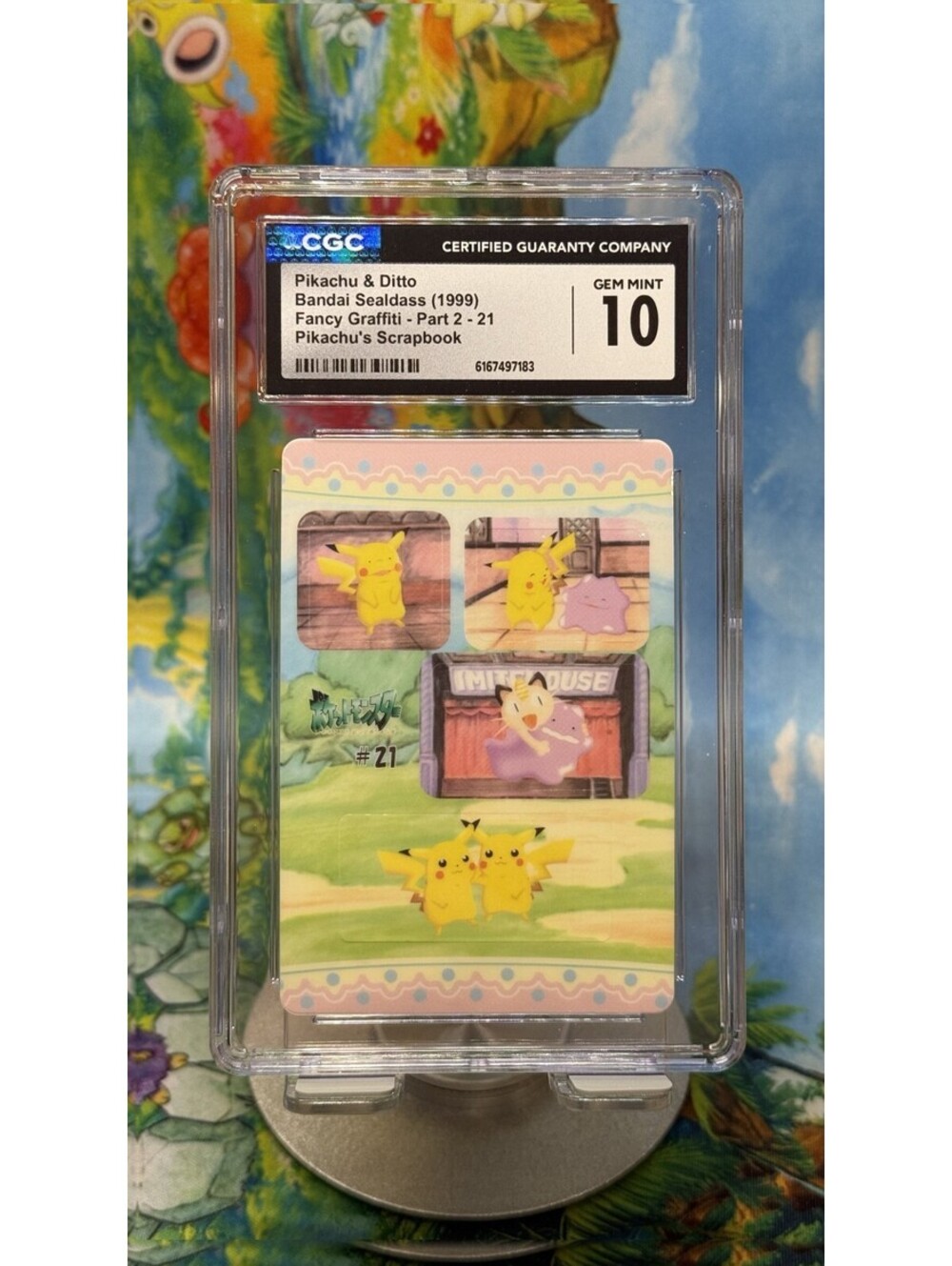 Pikachu & Ditto Bandai Sealdass #21 1999 CGC 10